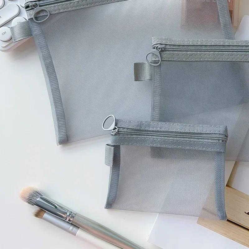 sac de rangement en maille pour maquillage, produits de toilette simples, poudres récepteurs, translucides, légers, sacs cosmétiques, voyage, portable, petits objets gt