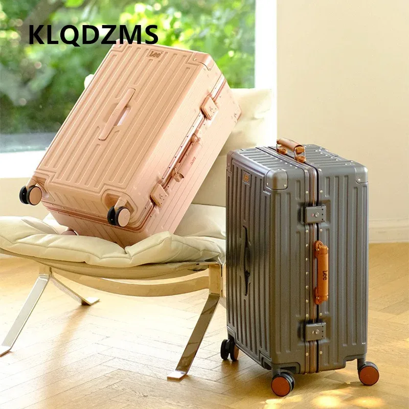 valise klqdzms de haute qualité, 28 pouces, grande capacité, cadre en aluminium, valise à roulettes, boîte de cabine 20 pouces, sac de voyage.