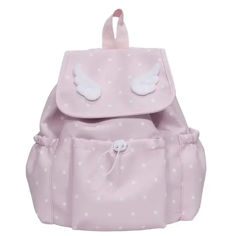 sac à dos matelassé à pois ailes d'ange pour étudiants, sac d'école en nylon mignon et tendance, sac de voyage quotidien léger et spacieux