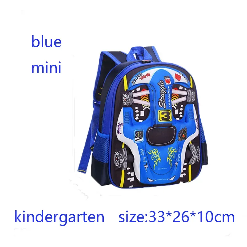 sac à dos de voiture 3d léger et étanche, sac à dos préscolaire pour enfants de la maternelle, pour jeunes garçons et filles, cartable primaire rouge bleu