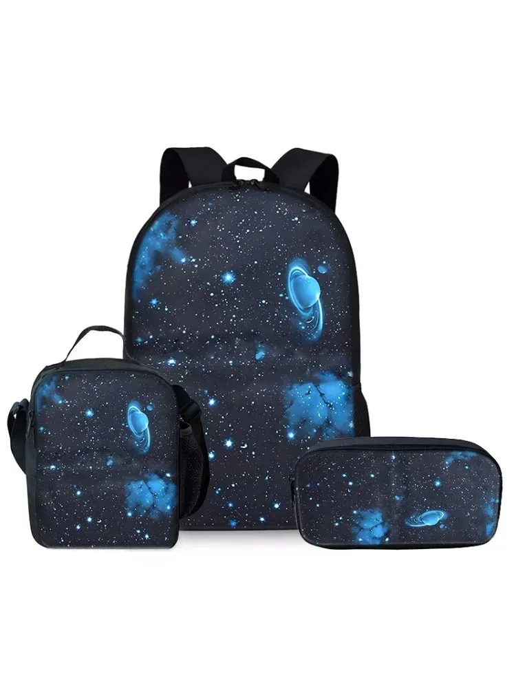 sac à dos scolaire 2d plat à motif de dessin animé pour enfants, ensemble de trois pièces « ciel étoilé cosmique », le cadeau idéal pour garçons et filles