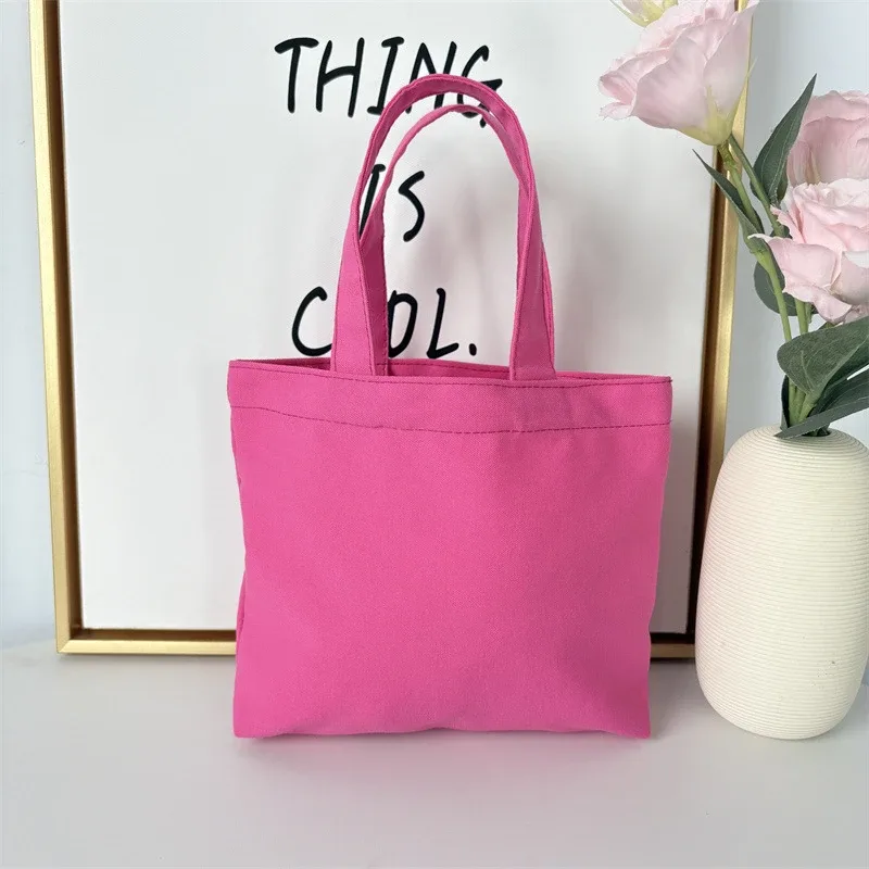 sac fourre-tout en toile de style coréen, sacs de shopping simples de couleur unie, petits sacs à la mode pour le shopping quotidien, sac à main pliable décontracté
