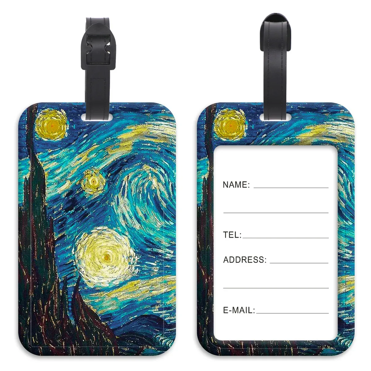 peinture à l'huile en plastique étiquette de bagage valise artistique sac à dos anti-perte liste porte-carte d'identité mode bagages accessoires cadeaux