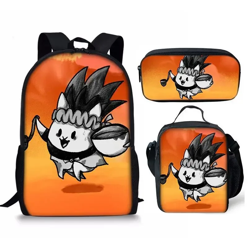 the battle cats – ensemble de trois pièces, sac à dos pour étudiant, sac à stylos, sac de repas, ensemble de trois pièces