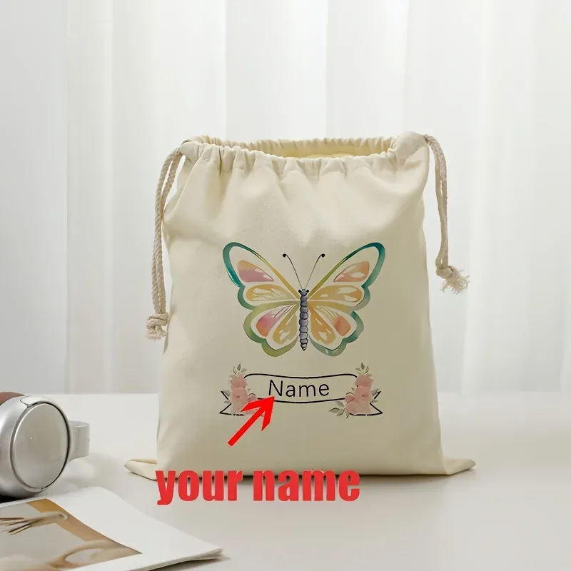 sac de rangement personnalisé en aquarelle avec motif papillon, organiseur de voyage avec nom personnalisé, pour outils de beauté, bijoux, cadeau parfait pour un mariage ou une cérémonie nuptiale