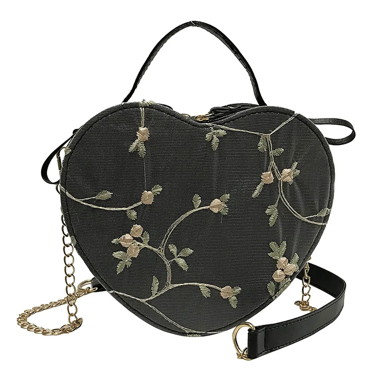 sac à bandoulière en dentelle pour femmes, sac à bandoulière en cuir pu, sac à main de mode avec sangle en chaîne pour cadeau de saint valentin 21x17x6cm