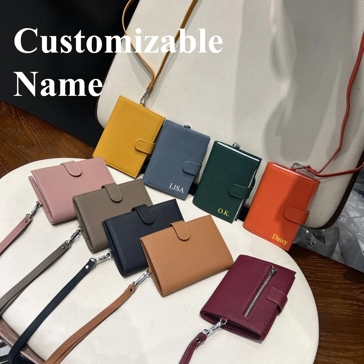 porte-passeport ultra-fin en cuir véritable avec nom personnalisé, nouveau porte-carte multifonctionnel, porte-billets, sac de rangement