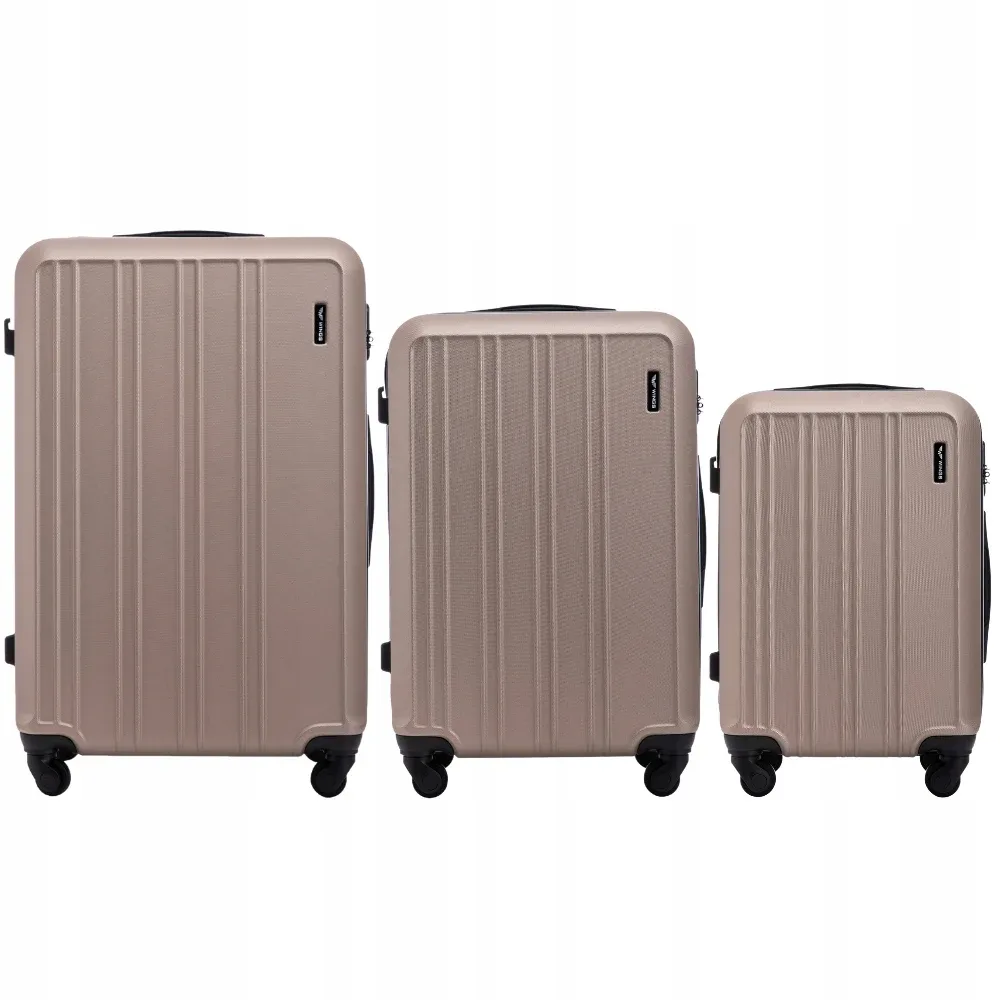 ensemble de bagages wings 3 valises abs + 28 "24" 20 " pouces / bagages de voyage / nettoyage facile / crash castle / poignées supplémentaires pratiques / télescopique government, 4 roues 360° ° harrier couleur champagne, bleu marine