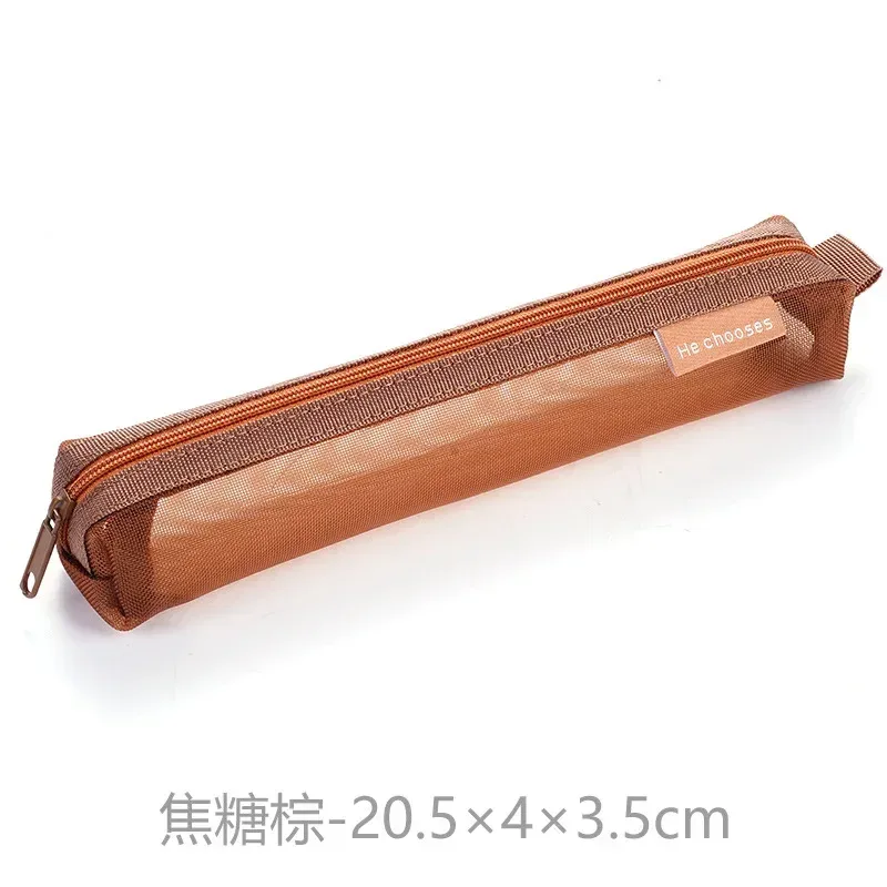mech – trousse de rangement pour pinceaux longs, 1 pièce, trousse de maquillage pour femmes et filles, trousse à cosmétiques transparente à fermeture éclair, trousse à crayons simple pour étudiants
