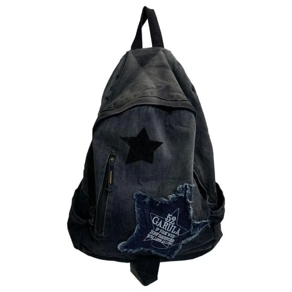 nouveau sac à dos en denim à motif d'étoile y2k, cartable d'étudiant punk, sac à dos de voyage de grande capacité pour étudiants
