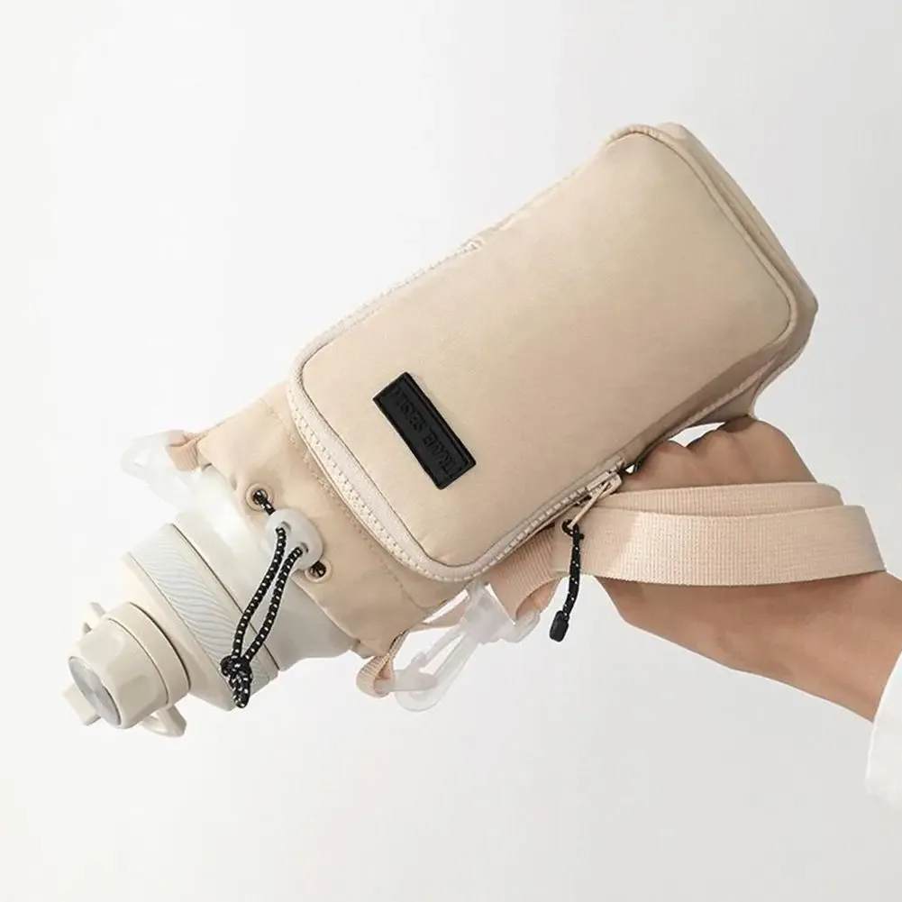porte-bouteille d'eau unisexe avec sangle, sac de transport de bouteille d'eau isolant avec poche pour téléphone, sac à bandoulière pour bouteille d'eau