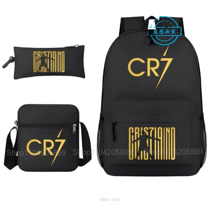 sacs à dos cr7 imprimés ronaldo, 3 pièces, sacs d'école pour garçons et filles, mochila pour étudiants et adolescents, sac à dos de voyage pour ordinateur portable, cadeau