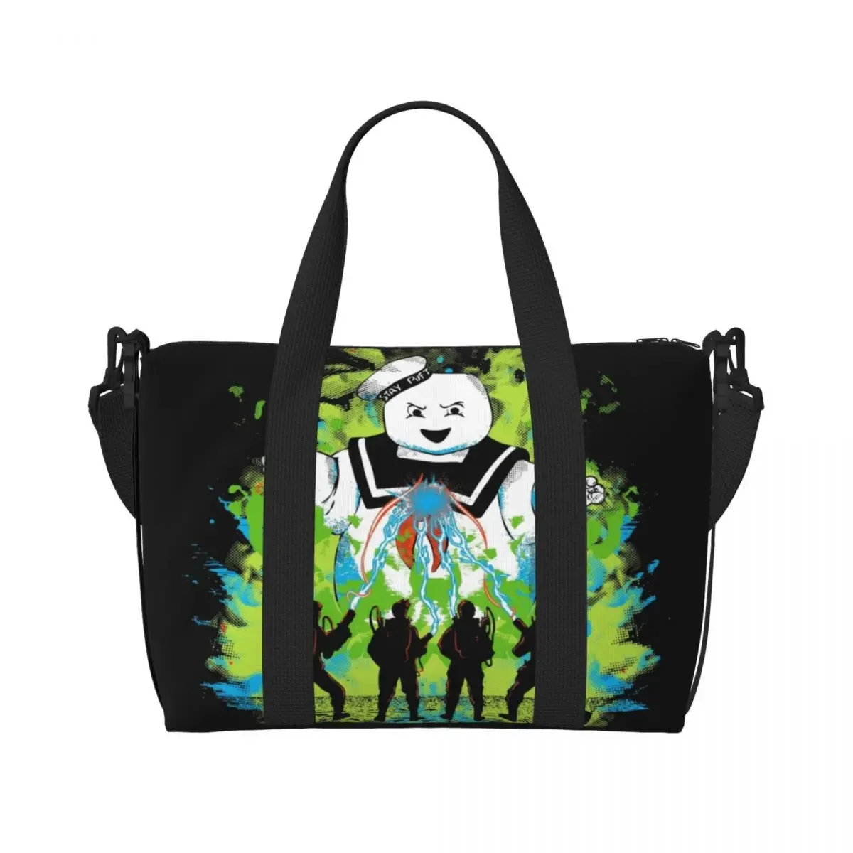 sac fourre-tout avec logo ghostbusters personnalisé pour femme, grande capacité, dessin animé, film de comédie, salle de sport, plage, sacs de voyage