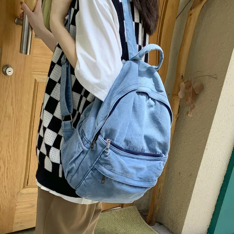 sac à dos en denim gris pour femmes, sac à épaule de voyage de loisirs, sacs d'école à la mode pour garçons et filles, nouvelle collection