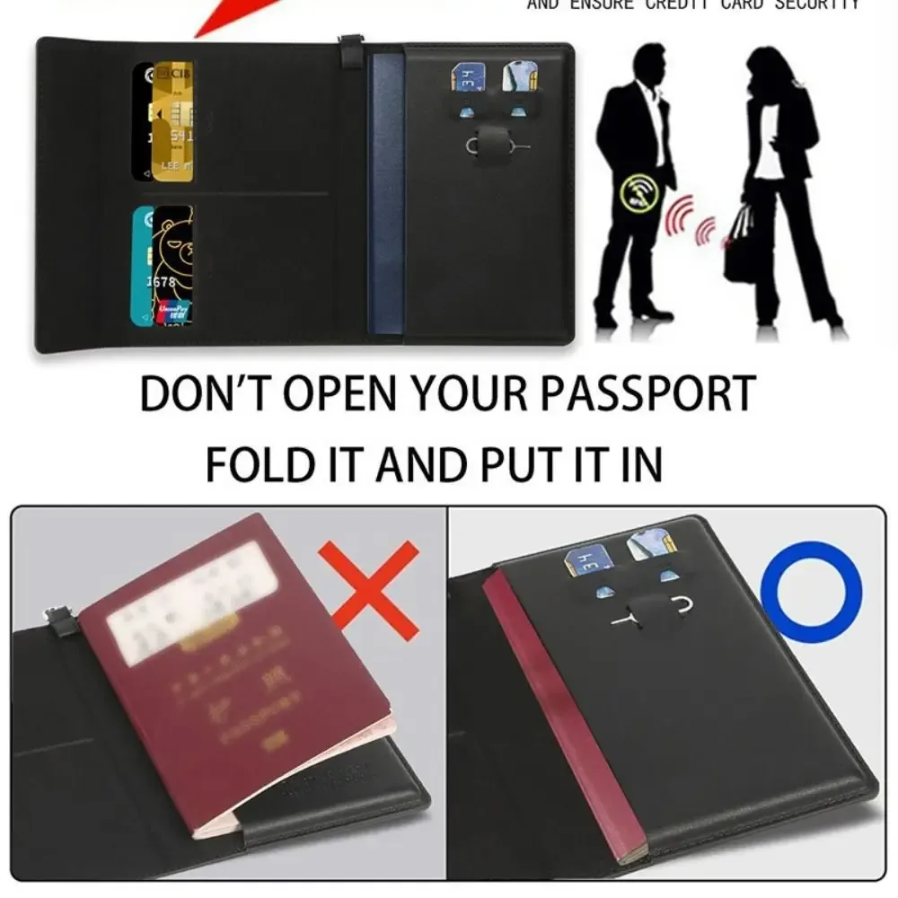 nouveau porte-passeport de couleur unie, blocage rfid, fente pour billet, clip, housse de protection, sac pour cartes de voyage en cuir