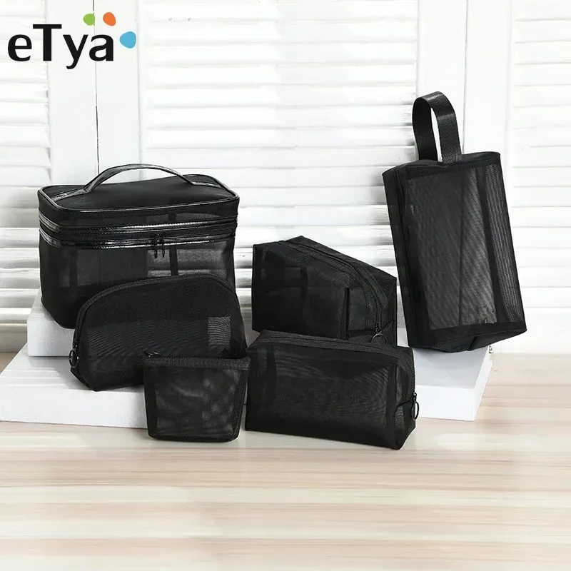 sac à cosmétiques transparent en maille portable, étui de maquillage pour femmes, organisateur de maquillage à fermeture éclair de voyage, sac de rangement de toilette et de beauté, pochette