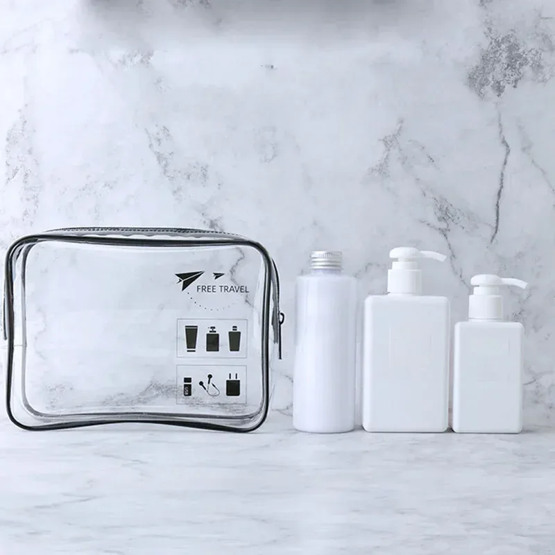 trousse de maquillage en pvc transparent imperméable pour femme, trousse de maquillage de bain, trousse de rangement de toilette, trousse de maquillage de voyage avec fermeture éclair, trousse de beauté