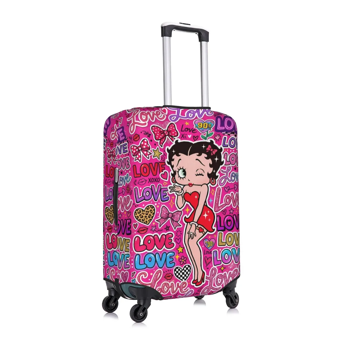 housse de valise personnalisée b-bettys cartoon boop, anti-poussière, motif cœur de fille, mignonne, pour bagages de 18 à 32 pouces