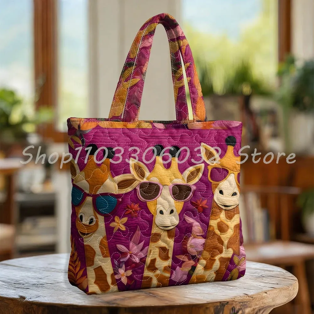 sac fourre-tout matelassé à imprimé girafe de dessin animé pour femme et homme, sac de voyage, sac de week-end quotidien et extérieur 2026