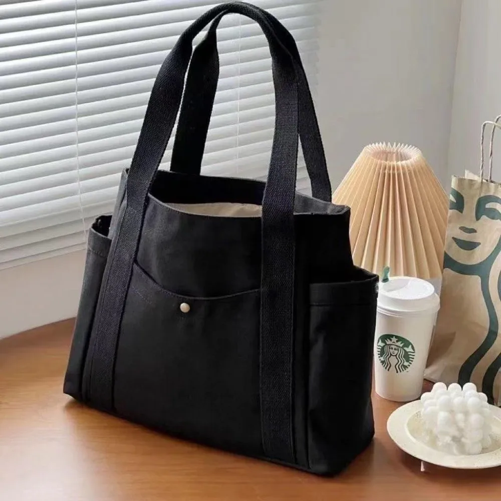 sacs fourre-tout en toile de grande capacité pour le travail, sac de transport, style collégial, tenue d'étudiant, sac à bandoulière pour livre, sac de shopping