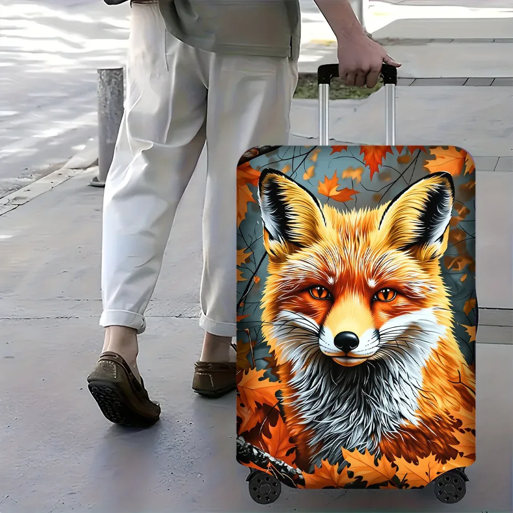 housse valise polyester motif renard feuilles automnales orange jaune vert protection voyage grande capacité