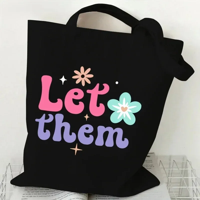 sac fourre-tout en toile à motif floral, sac de shopping réutilisable avec citation inspirante imprimée, sac à main écologique pour étudiantes, sac à bandoulière pour femmes