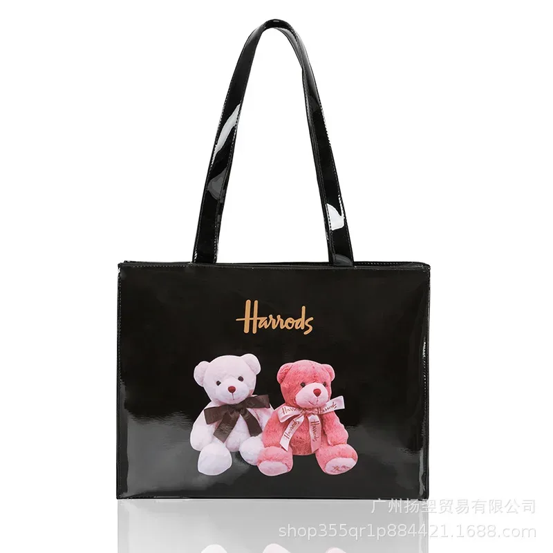sac fourre-tout imperméable en pvc à imprimé cartoon pour femmes, sac à main décontracté et portable, sac pour le shopping, les trajets quotidiens et l'utilisation quotidienne en extérieur. ﻿
