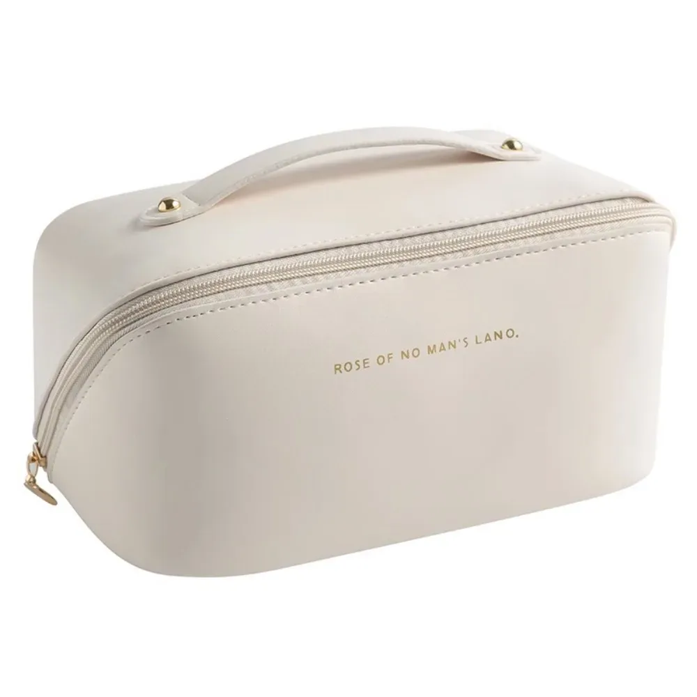 sac de maquillage portable tendance, sac cosmétique en pu, sac de toilette multi-compartiments grande capacité
