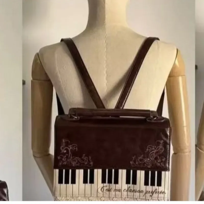 piano marron carré sac de messager sac à dos femmes harajuku vintage poignée sacs à bandoulière dames fée noyau esthétique sac à main 2025