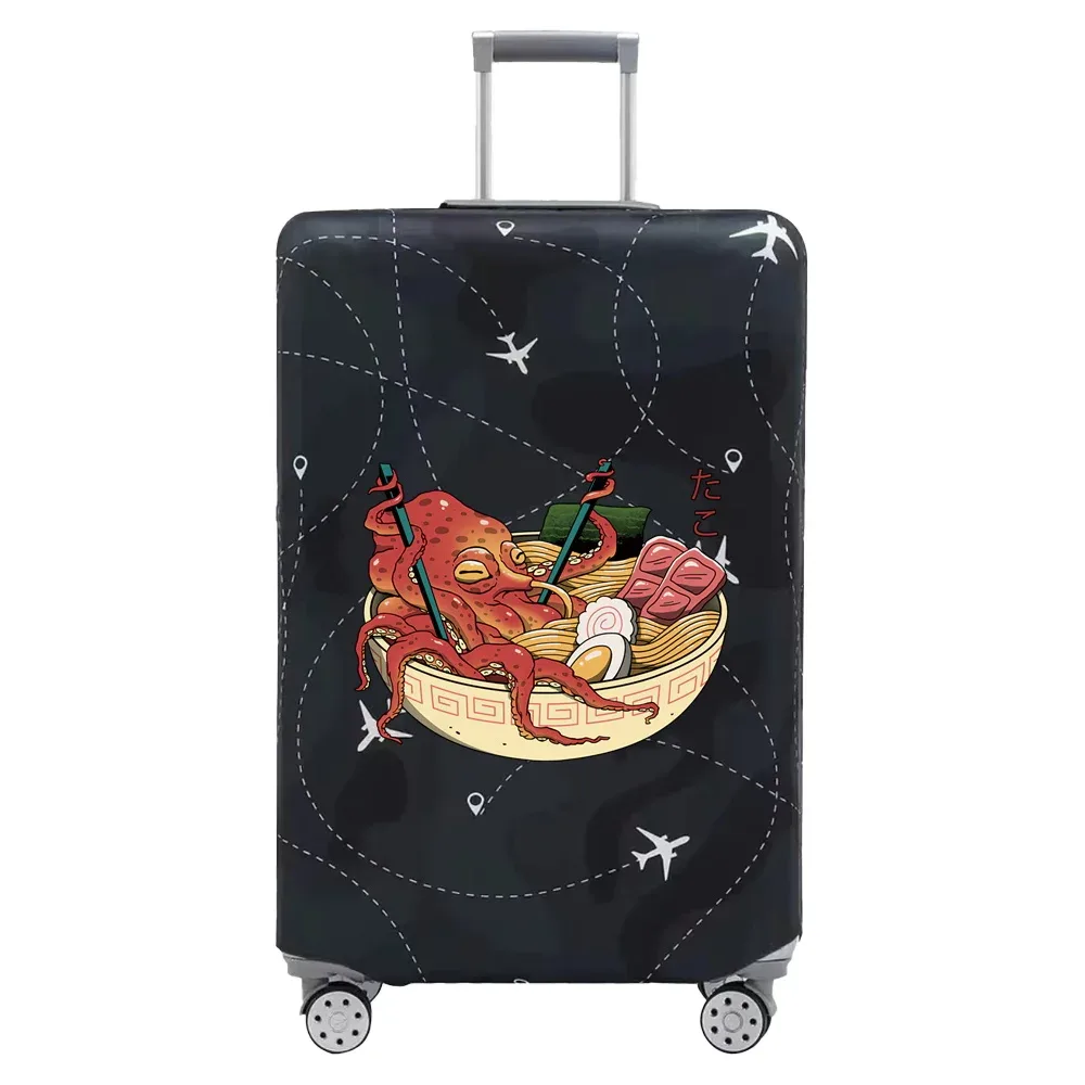 housse valise tissu extensible noire motif ramen bacon dessin animé voyage protection valise taille s m xl