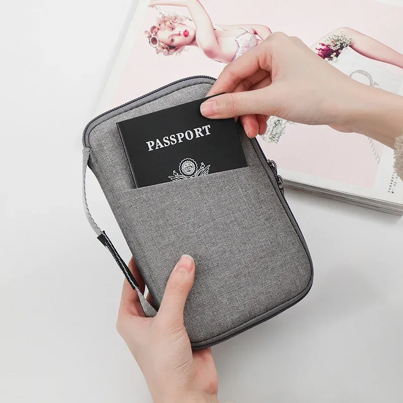 accessoires de voyage portefeuille de voyage en tissu ox porte-billets porte-passeport familial housse de protection pour passeport étui à fermeture éclair pour documents