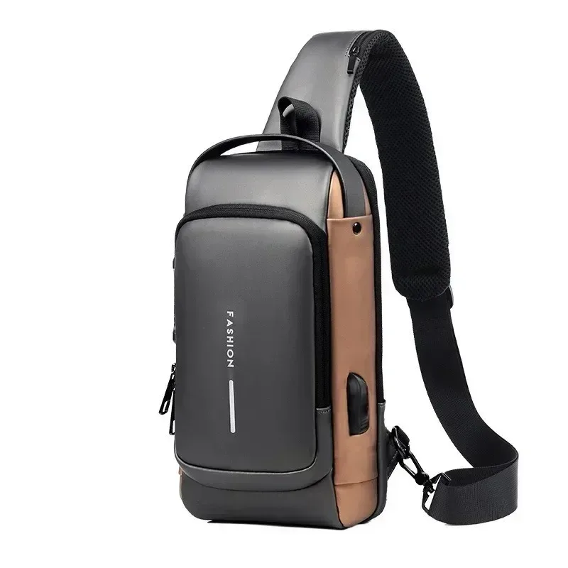 sac de poitrine antivol pour hommes, sacs à bandoulière avec port usb, sacs messager pour l'école et les courts voyages, sacs à bandoulière oxford pour hommes