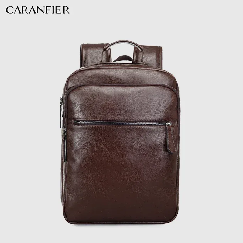 sac dos cuir pu marron foncé vintage bandoulière arquée poche latérale anti rayures grande capacité usage scolaire voyage