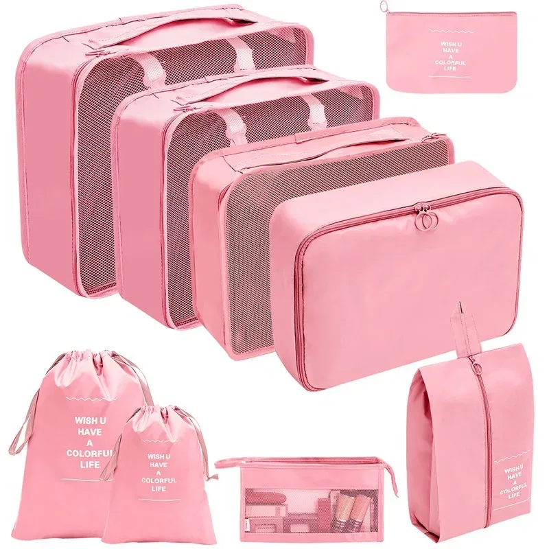 7/8/9 pièces nouvel ensemble organisateur de voyage sacs de rangement grande capacité valise stockage bagages vêtements tri organisateur ensemble pochette à chaussures