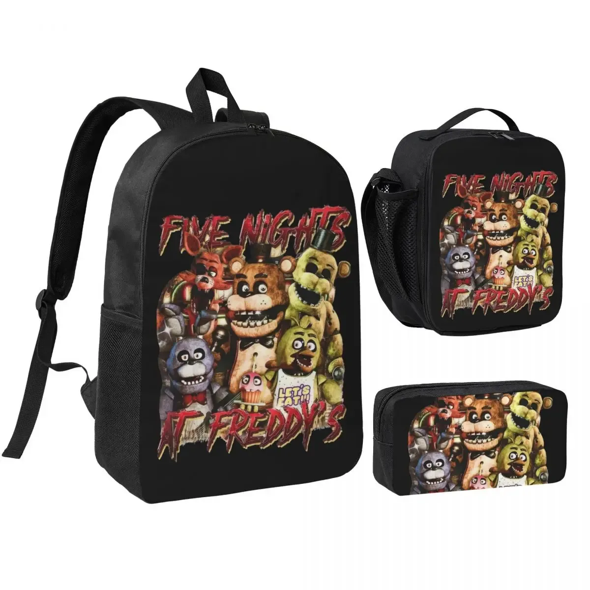 sac dos polyester noir motif clown stylistique bourse déjeuner trousse stylos accessoires voyage étudiant retour école portable