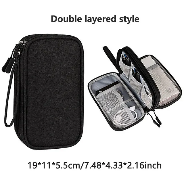 sac de rangement multi-couches pour accessoires numériques, anti-poussière, pour alimentation électrique, disque dur, batterie externe et câbles de données