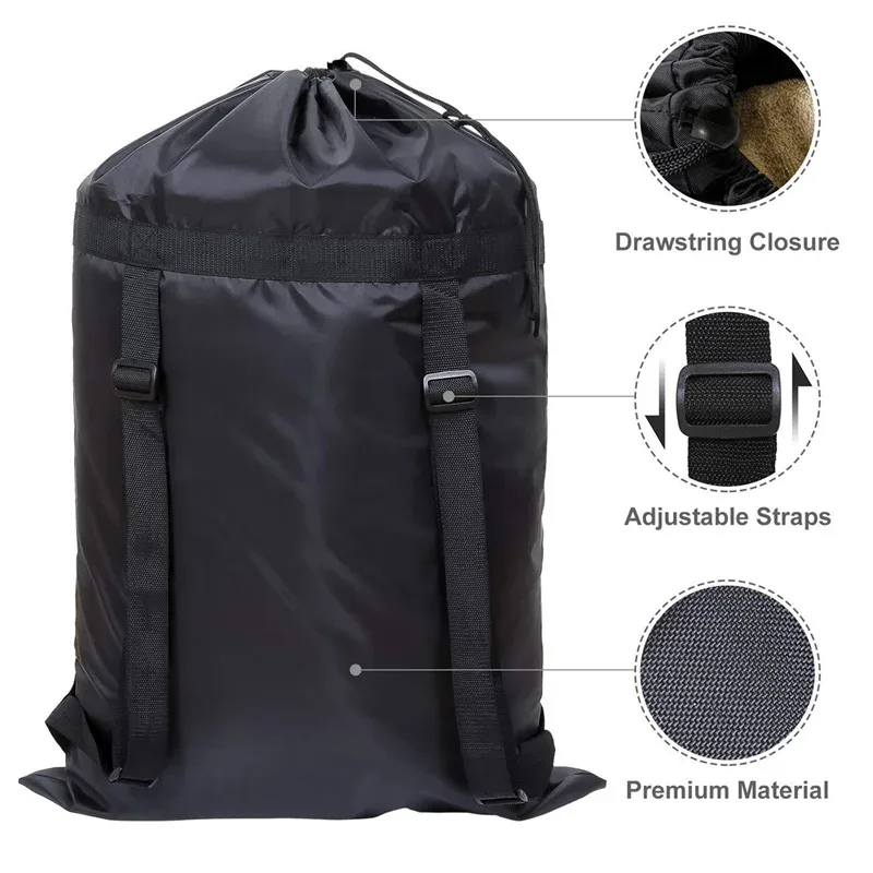 sac à dos imperméable et robuste pour la lessive, grand sac de rangement pliable en polyester pour vêtements, idéal pour le camping, les voyages et les résidences universitaires.