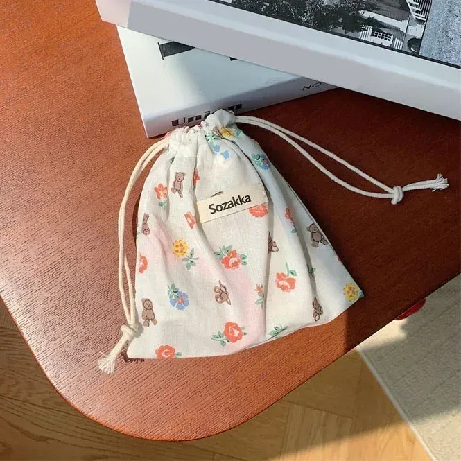sacs à main de maquillage mignons pour femmes, sac de rangement pour cosmétiques de voyage, porte-monnaie pour rouge à lèvres et grill floral, portefeuille kawaii, petite pochette en poudre