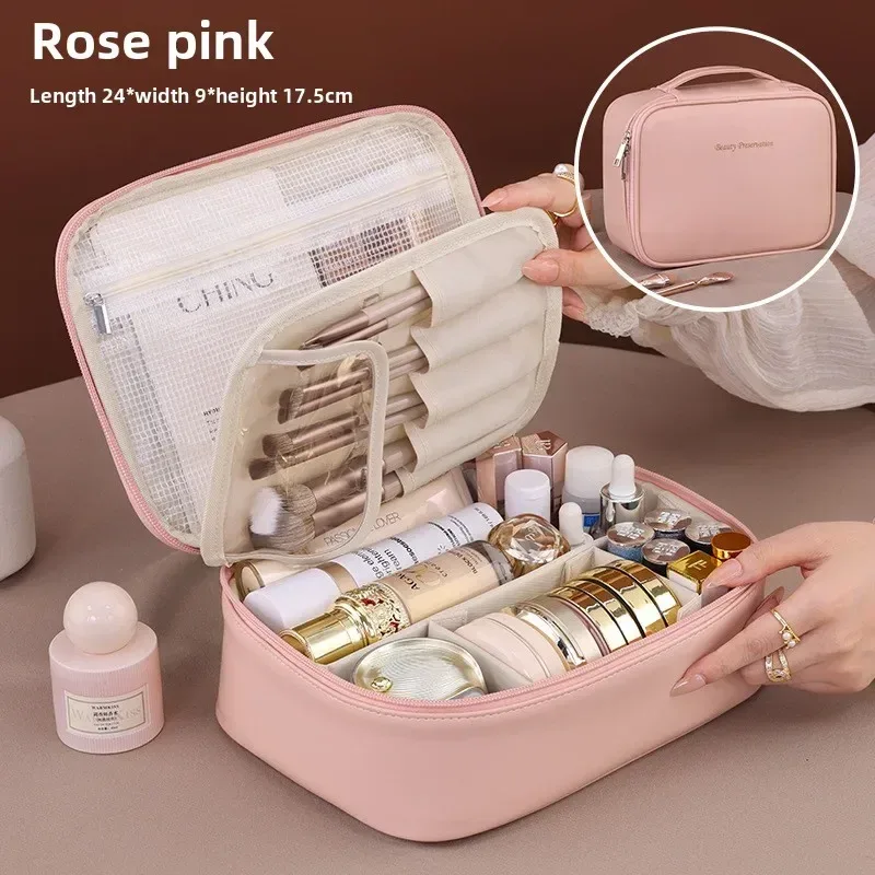 nouvelle trousse de toilette pour femme, sac de rangement portable, grande capacité, trousse de maquillage de luxe, organiseur de voyage, accessoires essentiels