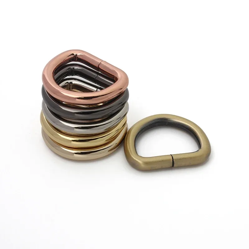 anneau en d non soudé en or rose, 50 pièces, 7 tailles, fil de 4.0mm, 16-20-25-32-38mm, pour valise, anneau en d à bord rond, accessoires pour sac à main