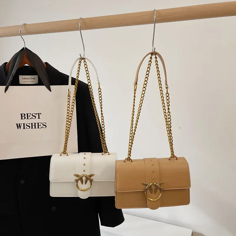 sac bandoulière pinko swallow chain bacchus, nouveau sac à main tendance européen et américain, sac porté épaule ou sous le bras