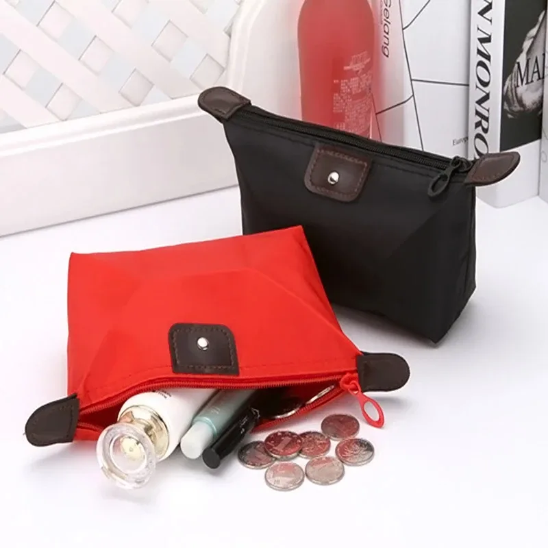 trousse polyester vive couleur fermeture éclair transport voyage cosmétiques maquillage toilette pochette pleine forme boîte