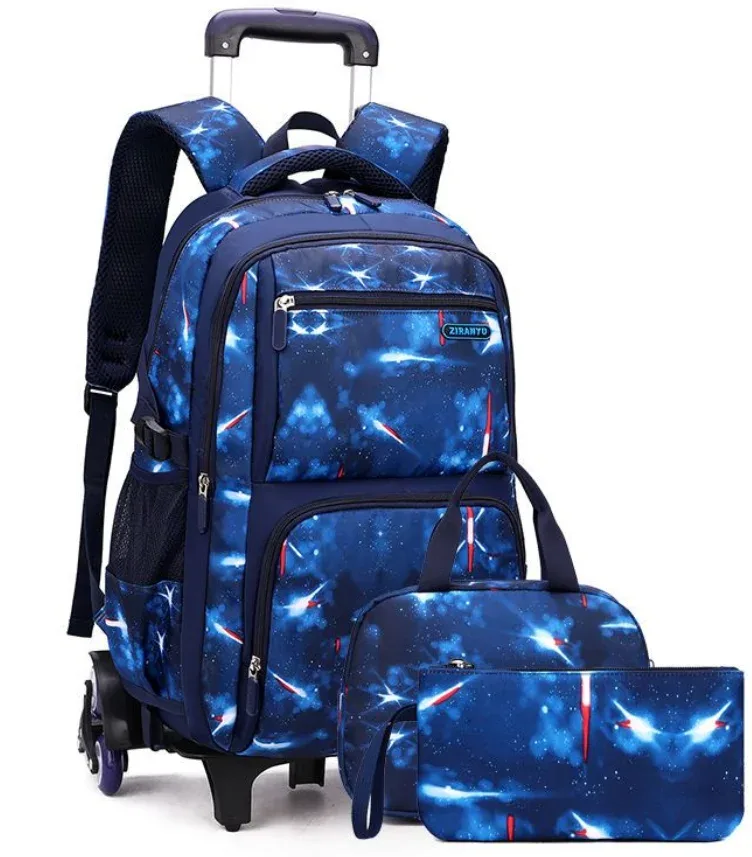 sac à dos à roulettes pour enfants, valise de voyage à roulettes, sac à roulettes pour l'école, ensemble de sacs d'école pour garçons, ensemble de sacs à déjeuner