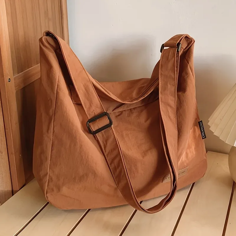 sac à main en nylon, sac à bandoulière souple, sac hobo, sac messager de couleur unie pour femmes, pour le travail quotidien, le shopping, les voyages et les activités de plein air