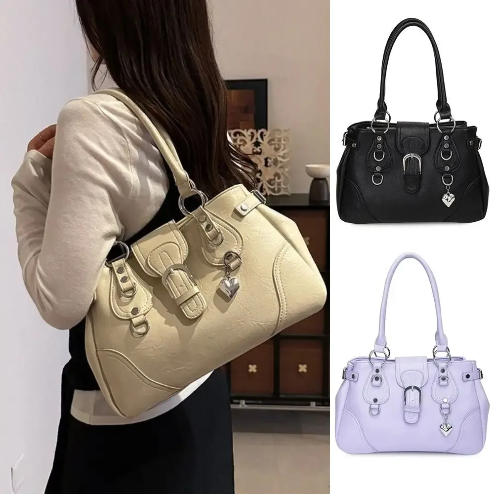 sac à bandoulière rétro style moto grande capacité en cuir pu pour femme, esthétique y2k, pour usage quotidien