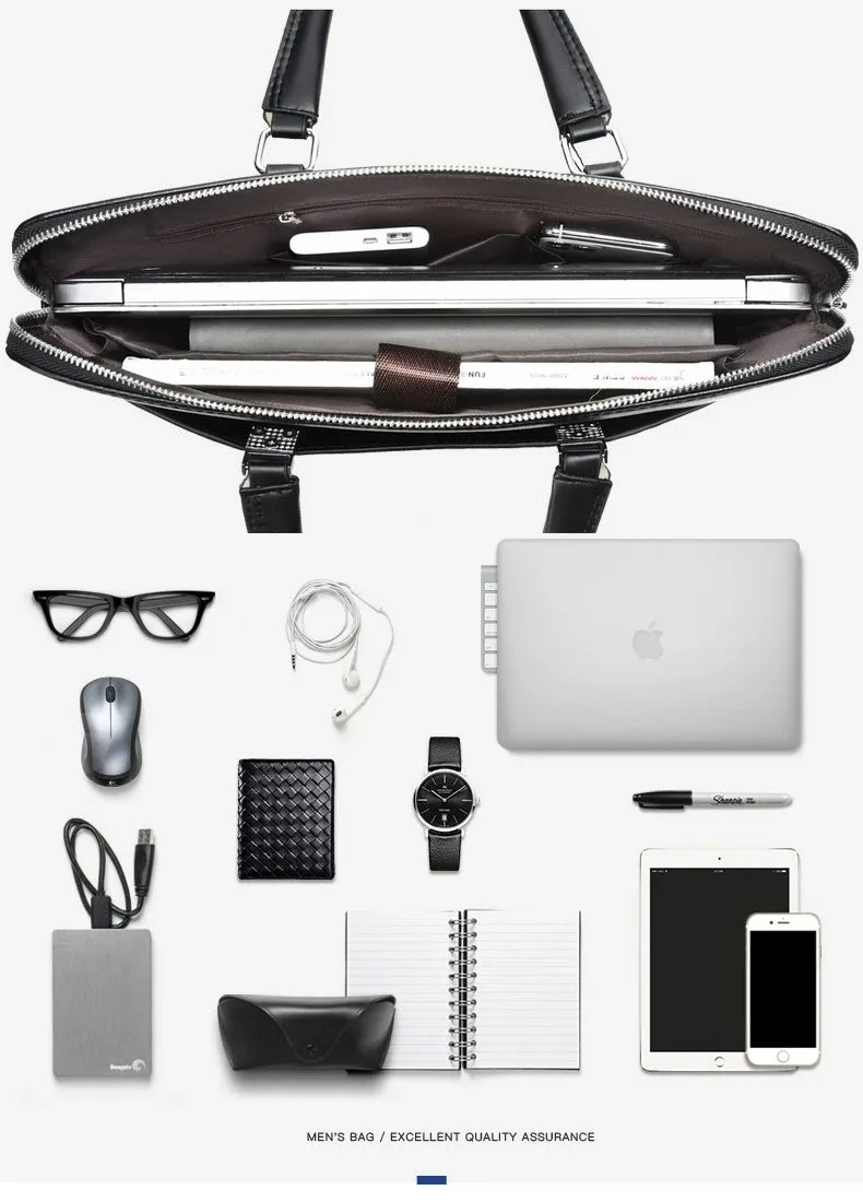 porte-documents de marque pour hommes en cuir, sacoche exécutive de bureau pour ordinateur portable 15,6 pouces, grand sac à documents, sac à main pour hommes, sac fourre-tout