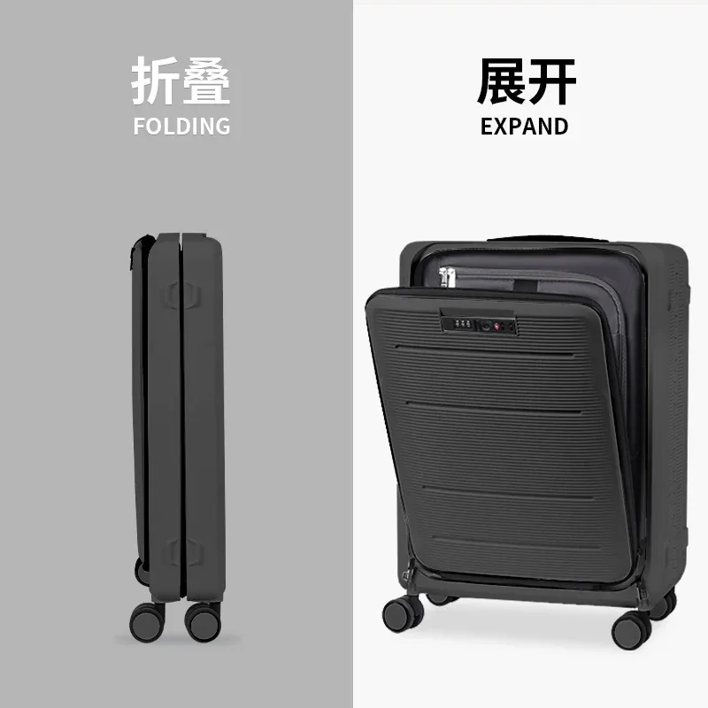valise pliable avec ouverture avant, bagage à main de 20 pouces, valise de voyage de grande capacité de 24/26 pouces, boîtier de chariot à ouverture latérale