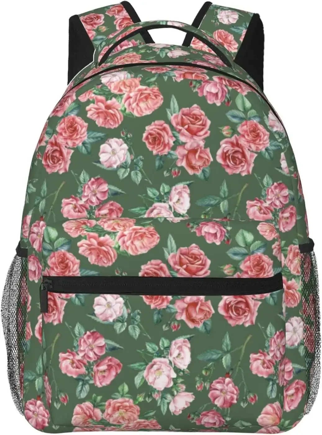 sac à dos léger à motif de fleurs roses rouges pour hommes et femmes, sac à dos universitaire, sac à dos décontracté, sac de voyage pour ordinateur portable