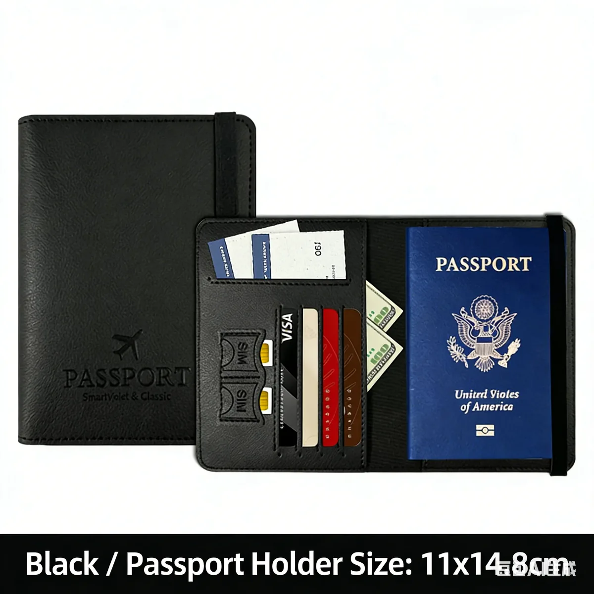 portefeuille de voyage en cuir multifonctionnel pour passeport, accessoires de protection, porte-documents de voyage pour femmes/hommes