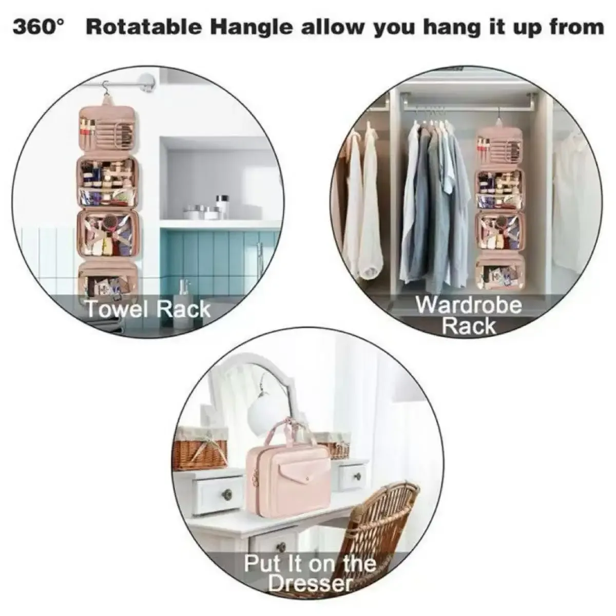 trousse de toilette suspendue de voyage pour hommes, grande boîte de rangement portable étanche pour femmes, trousse de maquillage cosmétique